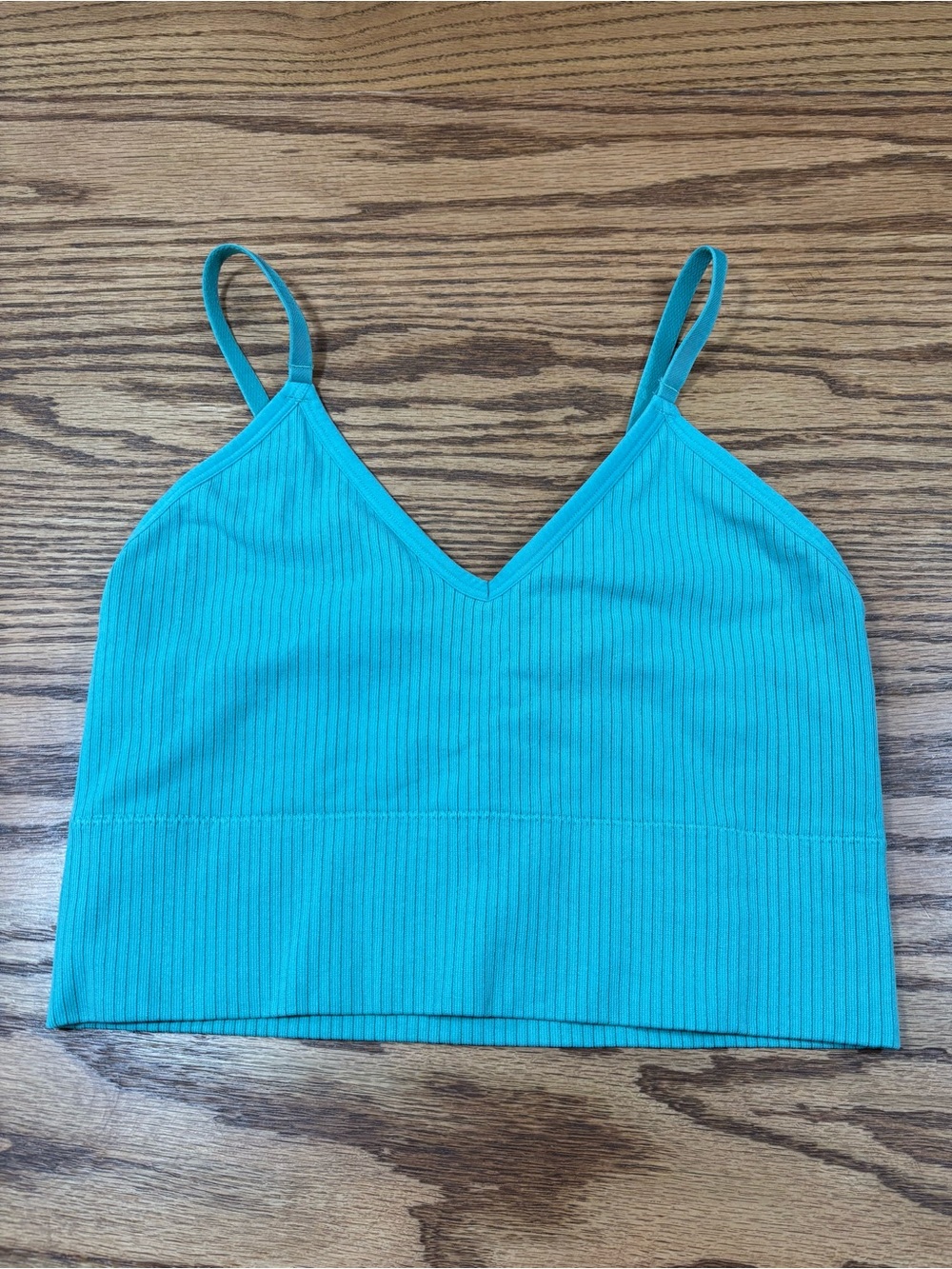 AUDEN Seamless Brami Crop Bra Ribbed Size L Sage Green